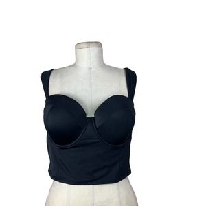 Torrid Swim Push-Up Tie Back Bikini Top Solid Black Plus Size 1X